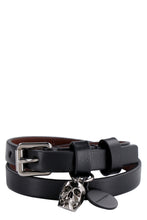 Load image into Gallery viewer, Leather bracelet with metal logo pendant and skull
