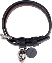 Load image into Gallery viewer, Leather bracelet with metal logo pendant and skull
