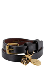 Load image into Gallery viewer, Leather double-wrap bracelet with Skull charm
