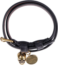 Load image into Gallery viewer, Leather double-wrap bracelet with Skull charm

