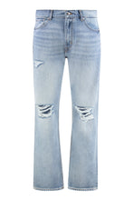 Load image into Gallery viewer, Elephant Leg Ripped Light Denim Jeans
