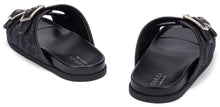 Load image into Gallery viewer, Denim slider sandal with buckles
