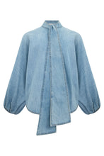 Load image into Gallery viewer, Denim shirt with bow
