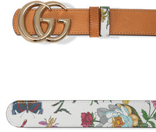 Load image into Gallery viewer, Reversible belt GG Marmont with Flora print
