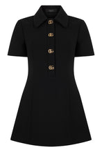 Load image into Gallery viewer, Dress in crêpe wool with logo button
