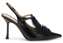 Load image into Gallery viewer, Slingback décolleté Black in leather with studs
