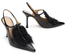 Load image into Gallery viewer, Slingback décolleté Black in leather with studs

