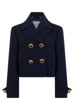 Load image into Gallery viewer, Short wool jacket with decorative buttons
