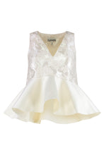 Load image into Gallery viewer, Satin top with peplum and cloque
