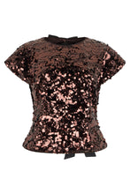 Load image into Gallery viewer, Short-sleeved top with sequins and bows
