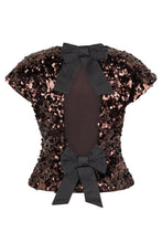 Load image into Gallery viewer, Short-sleeved top with sequins and bows
