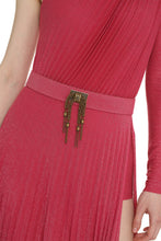 Load image into Gallery viewer, Pleated lurex-knit one-shoulder gown
