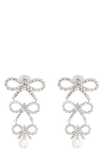 Load image into Gallery viewer, Bow earrings with crystals and pearl
