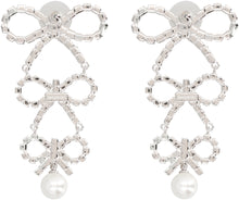Load image into Gallery viewer, Bow earrings with crystals and pearl
