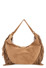 Load image into Gallery viewer, Island Peach Fringe Large shoulder bag in suede
