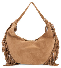 Load image into Gallery viewer, Island Peach Fringe Large shoulder bag in suede
