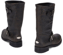 Load image into Gallery viewer, Biker boots in leather with crackled effect and buckles
