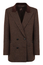 Load image into Gallery viewer, Double-breasted wool and silk jacket
