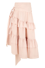 Load image into Gallery viewer, Long skirt with ruffle in cotton poplin
