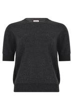 Load image into Gallery viewer, Short sleeve sweater with rhinestones
