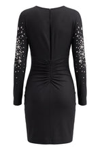 Load image into Gallery viewer, Midi dress with ruffles and decorative crystals
