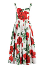 Load image into Gallery viewer, Floral print poplin dress with pleated ruffles
