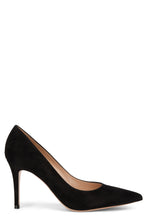 Load image into Gallery viewer, Black suede décolleté with elegant heel
