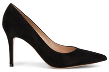 Load image into Gallery viewer, Black suede décolleté with elegant heel
