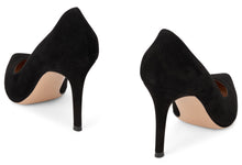 Load image into Gallery viewer, Black suede décolleté with elegant heel
