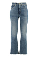 Load image into Gallery viewer, Embroidered patch cropped jeans
