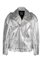 Load image into Gallery viewer, Metallic leather jacket
