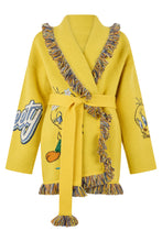 Load image into Gallery viewer, Cardigan in wool with fringes and belt
