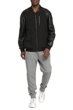 Load image into Gallery viewer, Nylon bomber jacket with leather details
