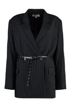 Load image into Gallery viewer, Pinstripe double breasted blazer
