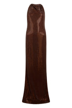 Load image into Gallery viewer, Long dress with rhinestones and crossed straps on the back
