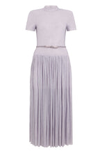 Load image into Gallery viewer, Long dress with short sleeves and rhinestones
