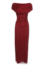 Load image into Gallery viewer, Midi dress with draping and rhinestones
