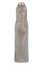 Load image into Gallery viewer, Long dress with draping and rhinestones
