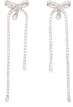 Load image into Gallery viewer, Bow earrings with crystal drop
