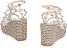 Load image into Gallery viewer, Valentino Garavani - Rockstud leather wedge sandals
