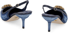 Load image into Gallery viewer, Denim pointy-toe slingbacks
